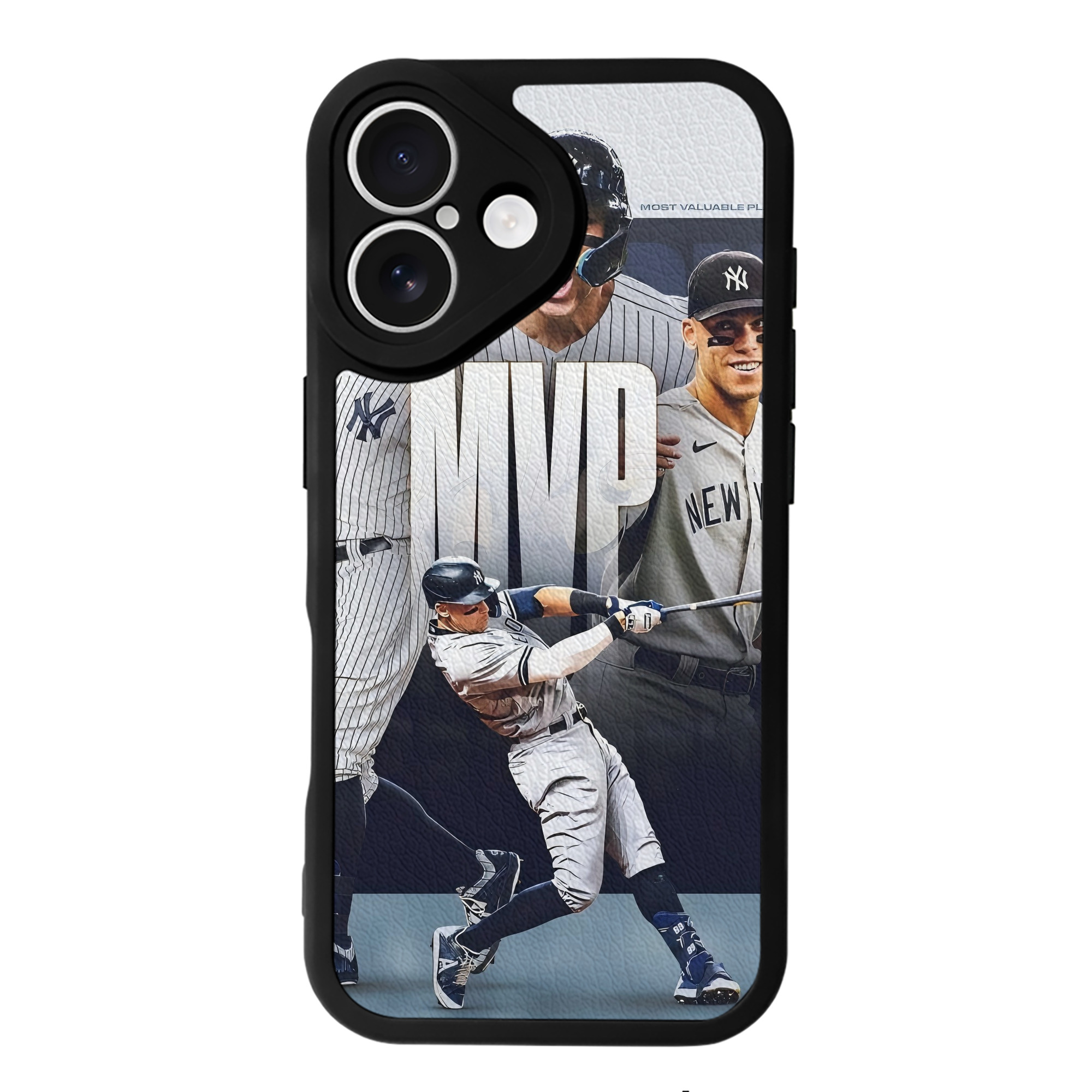 Aaron Judge MVP IPhone 16 Silicone Leather Case – UV Print, Lambskin Texture – Perfect Fit, Wireless Charging Compatible, Scratch Resistant, Precise Cutouts – Stylish Protection For IPhone 16